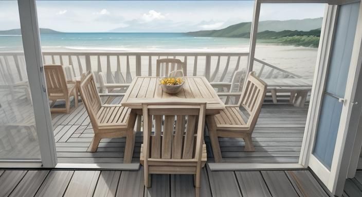 Beach Sunrise Through Window: Anime Watercolor Painting