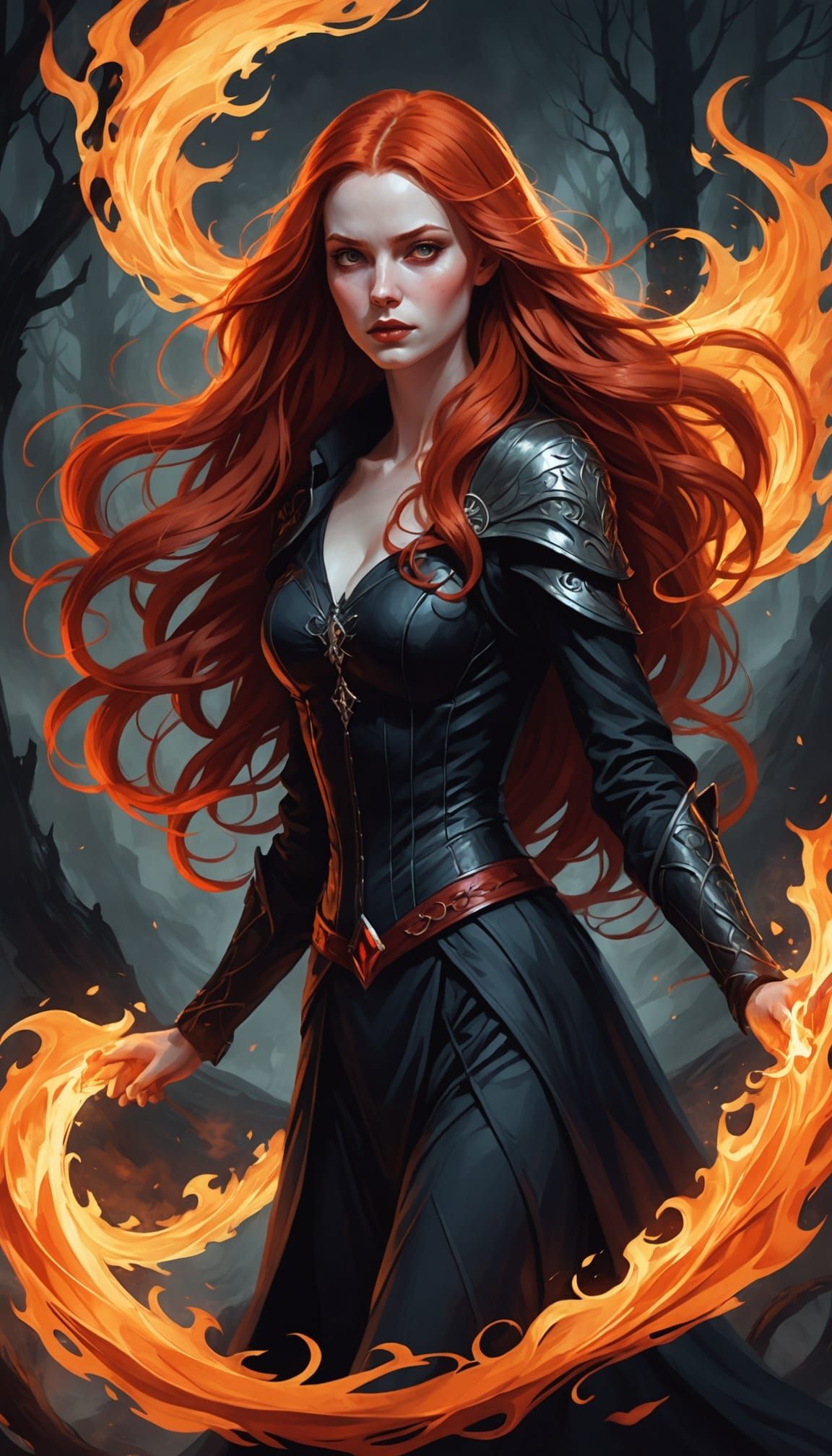 Fiery Vampire Woman Nastya in Latex Dress