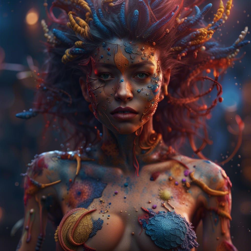 Detailed Matte Painting of a Nude Girl