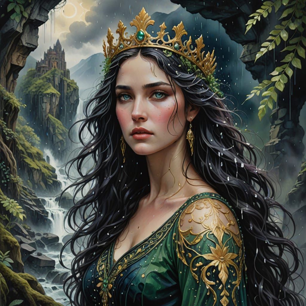 Hyper-Realistic Watercolor Portrait in Dystopian Ruins