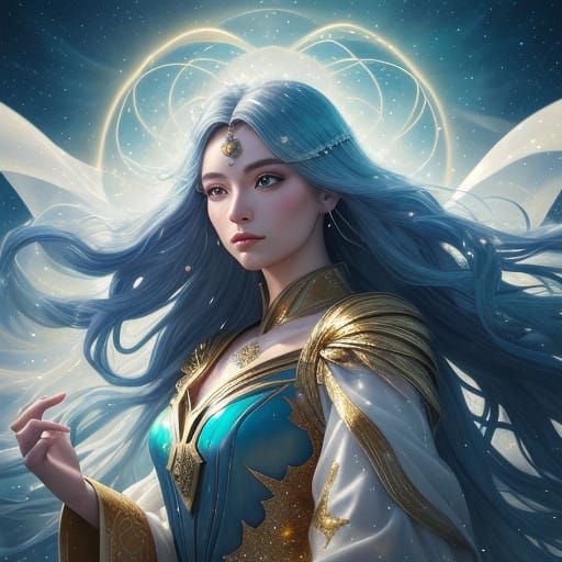 Celestial Christmas Maiden Under Ethereal Starlight