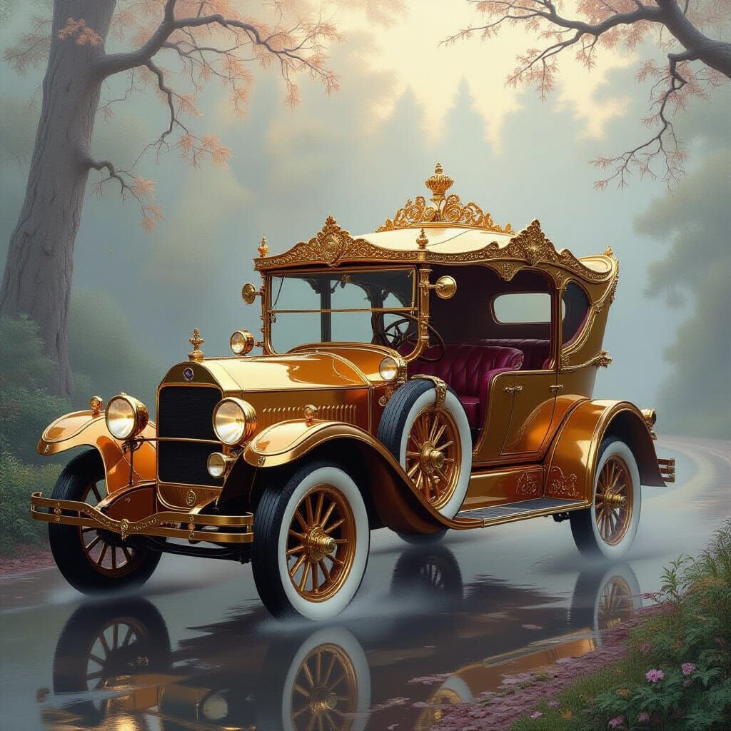 Magical Car Transformation in Thomas Kinkade Style