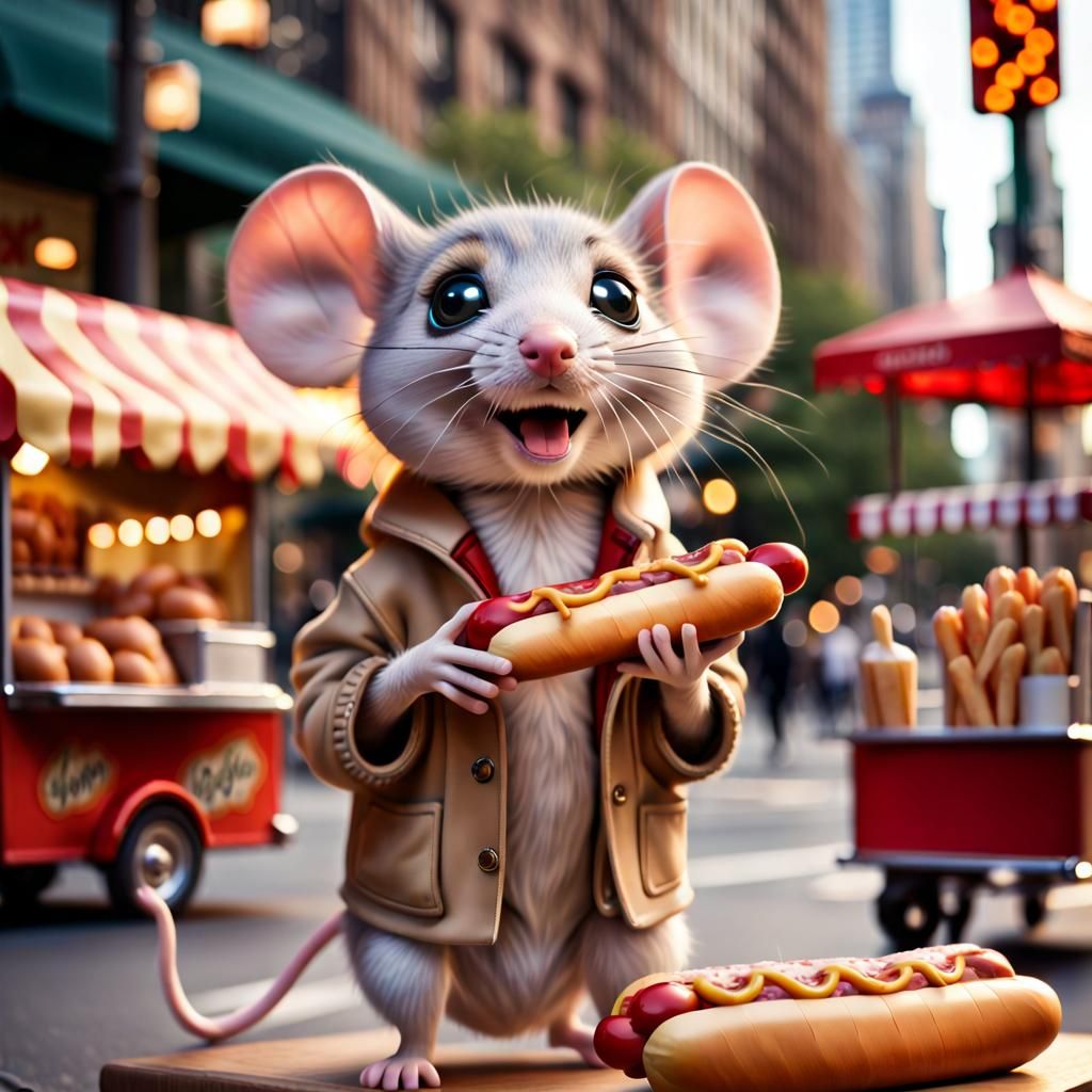 Mouse Hot Dog Vendor in New York: Professional Photo