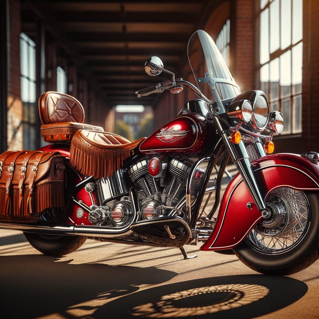 Vintage-Inspired Indian Motorcycle in Cherry Red