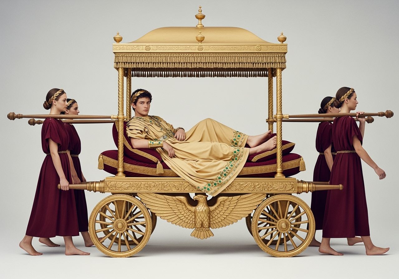 Roman Emperor on Gold Litter with Eagle Canopy