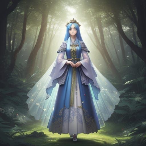 Anime Forest Maiden Amidst Ethereal Glow