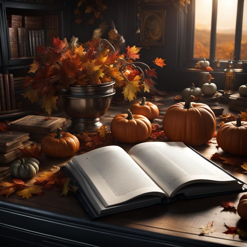 Hyperrealistic Fall Harvest Guide in Spaceship Scene