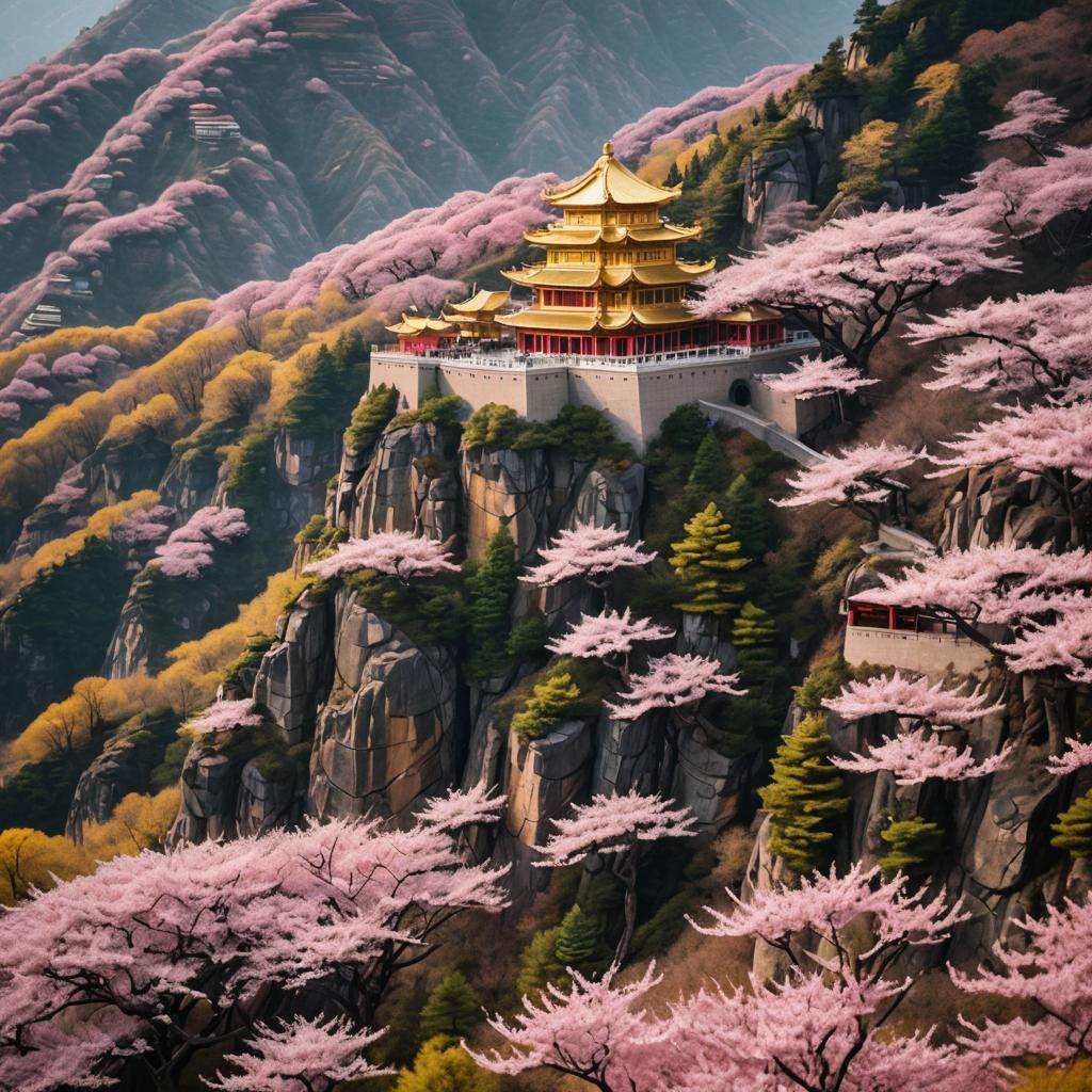 Golden Dessert Palace on Mountain in China