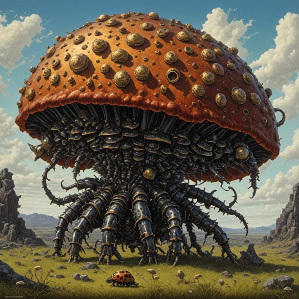 Insectile Megafauna Graze Among Giant Mushrooms