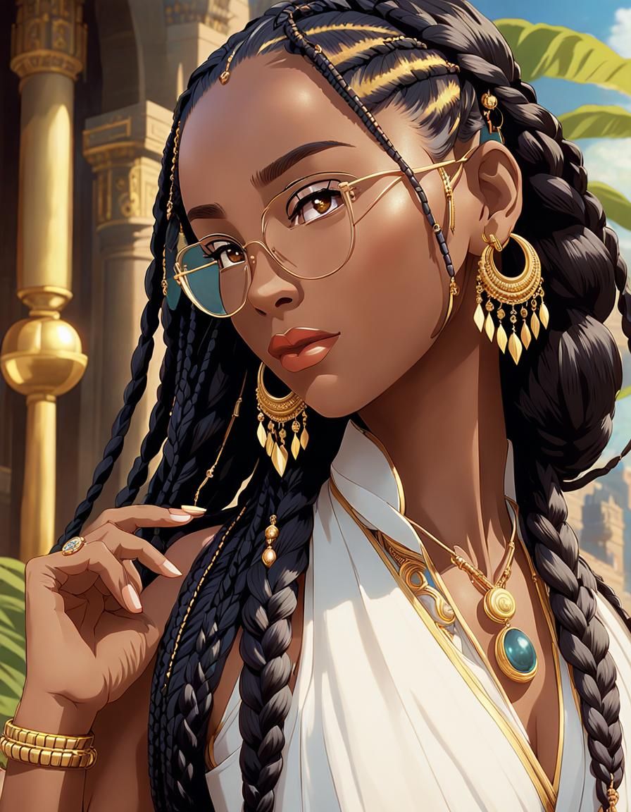 Elegant Nubian Princess in Anime Style