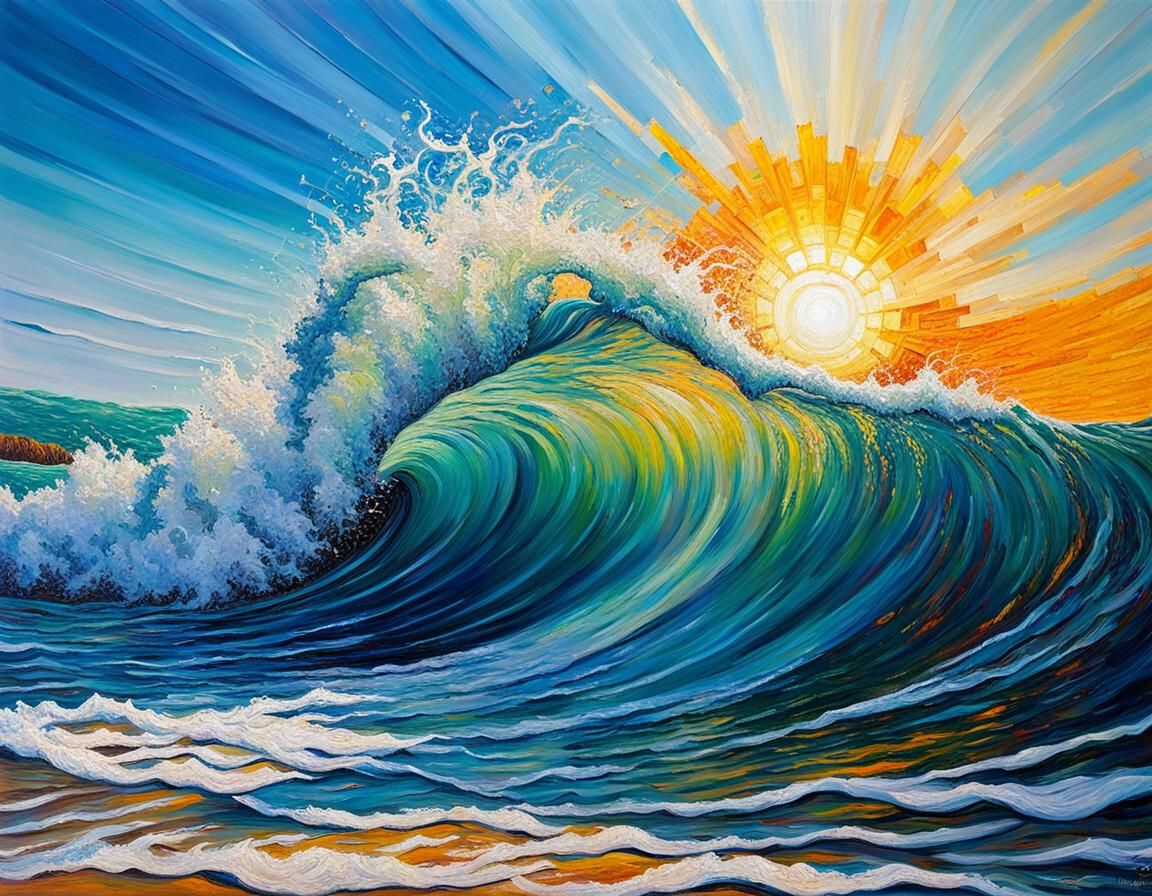 Crashing Wave: Neo-Impressionist Expressionist Seascape