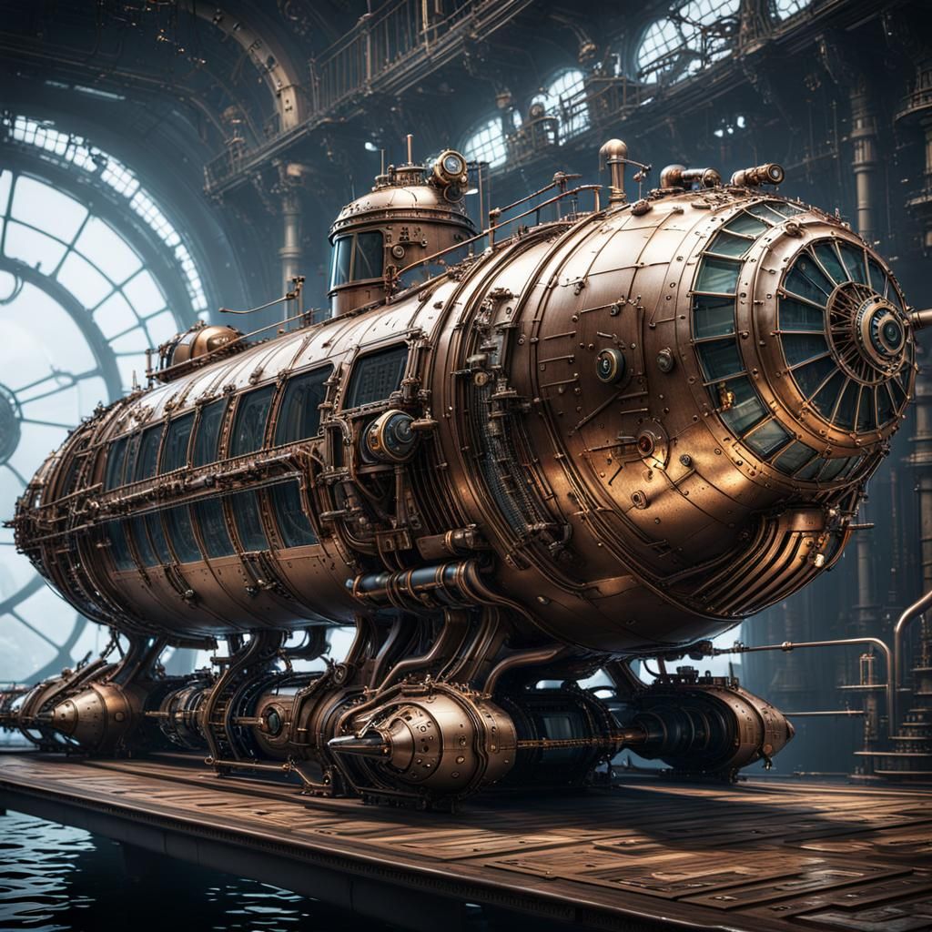 Steampunk Nautilus Submarine in 8K Resolution
