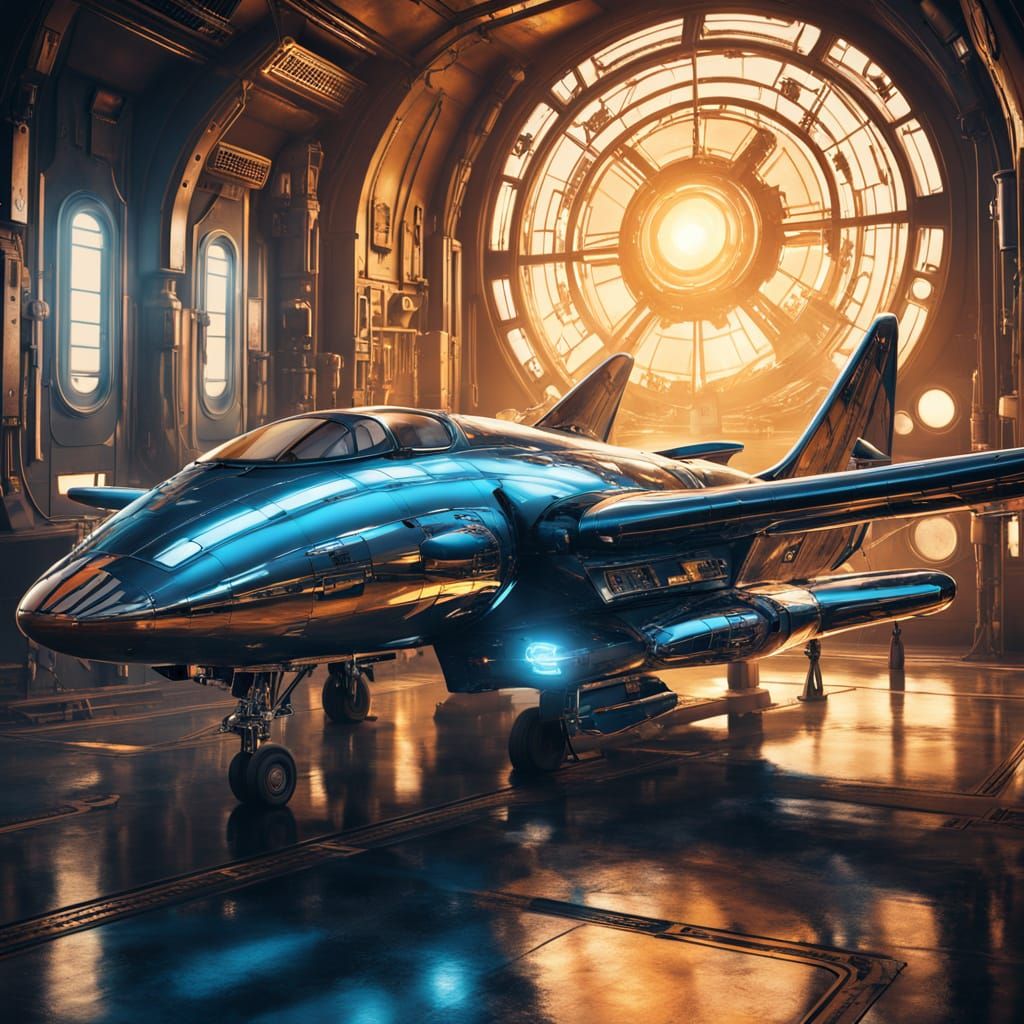 Retro-Futuristic Robot Pilot in Chrome Cockpit