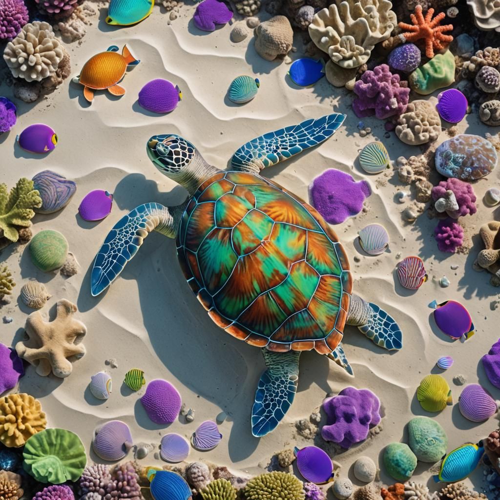 Green Turtle in Tropical Coral Reef