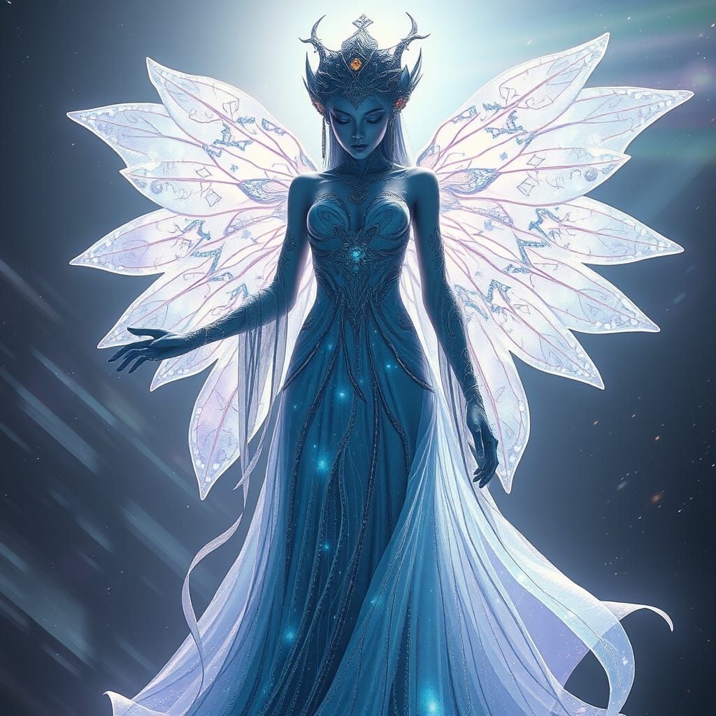 Ancient Alien Fairy Woman in Cosmic Gown