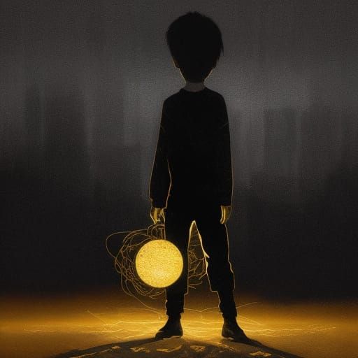 Boy in Geometric Light: Digital Art in Klee Style