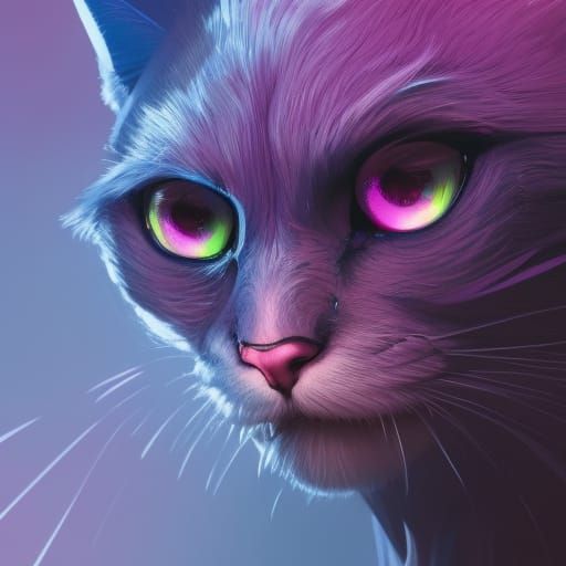 Hyper-Detailed Pink and Purple Cat in Unreal Engine Style