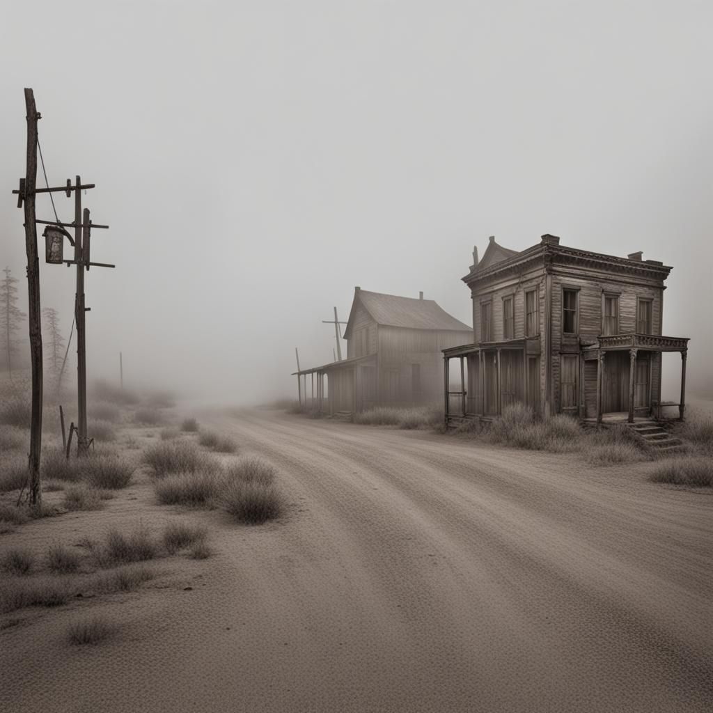 Eerie Ghost Town Shrouded in Fog