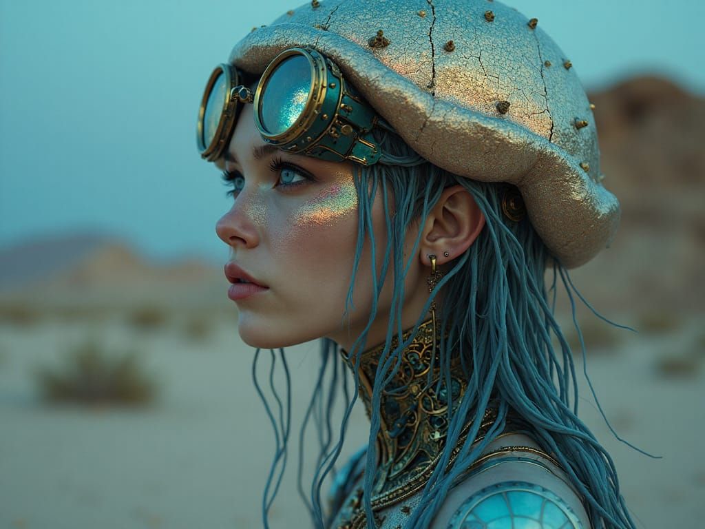 Cyborg Siren with Bioluminescent Jellyfish Tiara