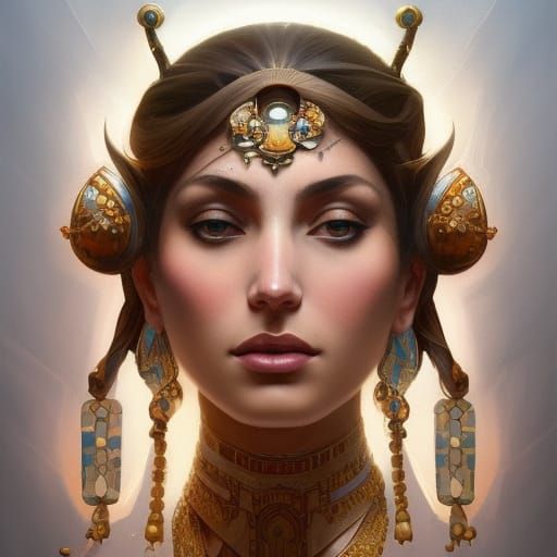 Beautiful Sumerian Goddess Portrait in Digital Art Style