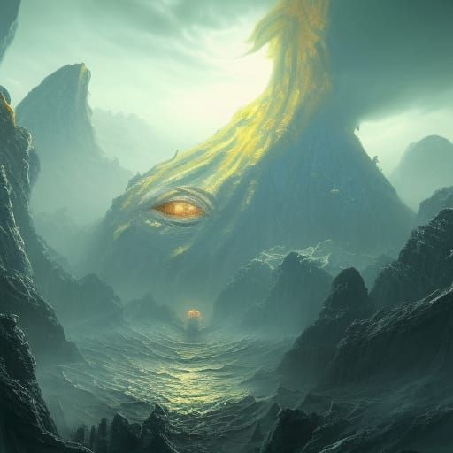 Detailed Eye of Cthulhu Fantasy Concept Art