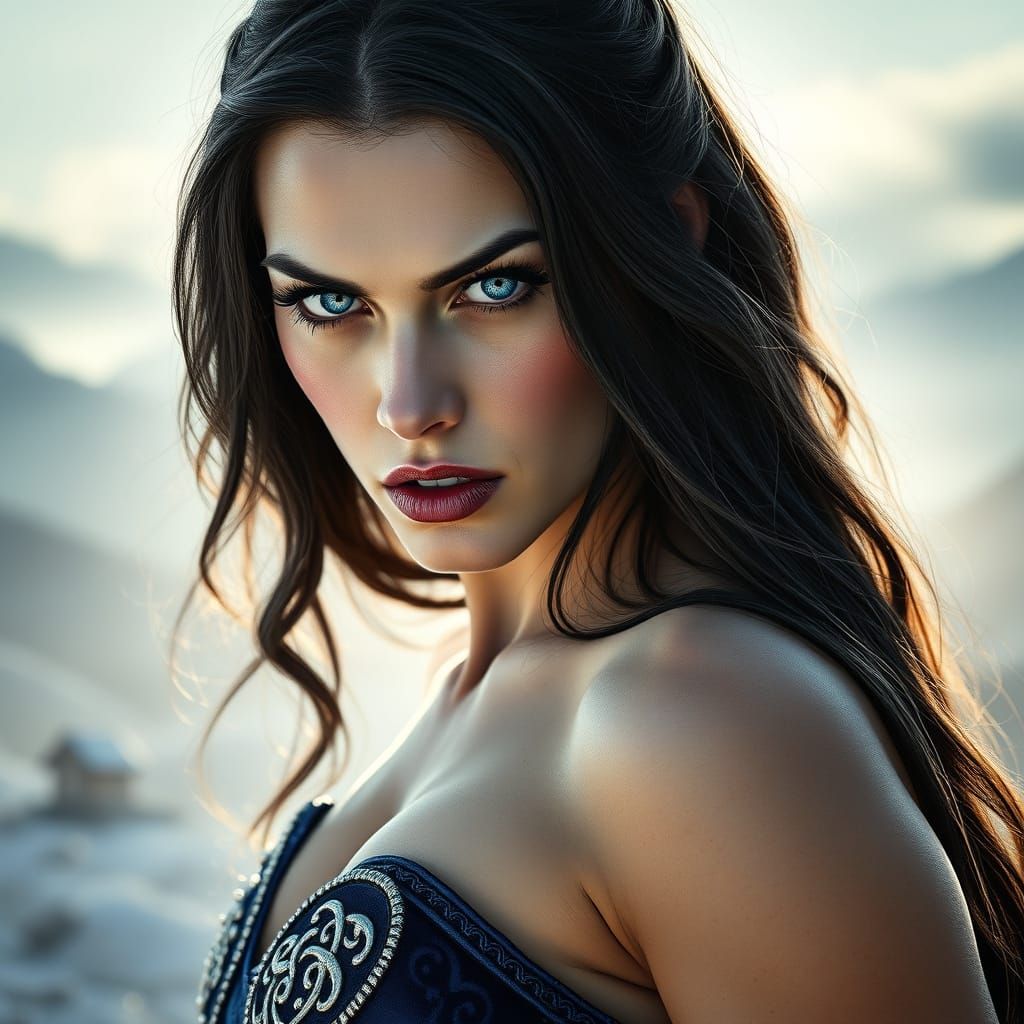 Ethereal Vampire Goddess in Medieval Splendor