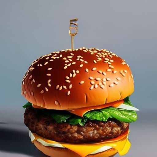Hyperrealistic Hamburger Splash Art Concept