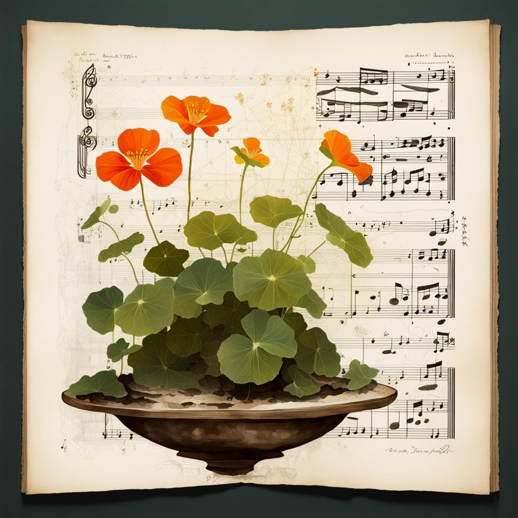 Nasturtium Disintegration: Double Exposure Schematic in Goua...