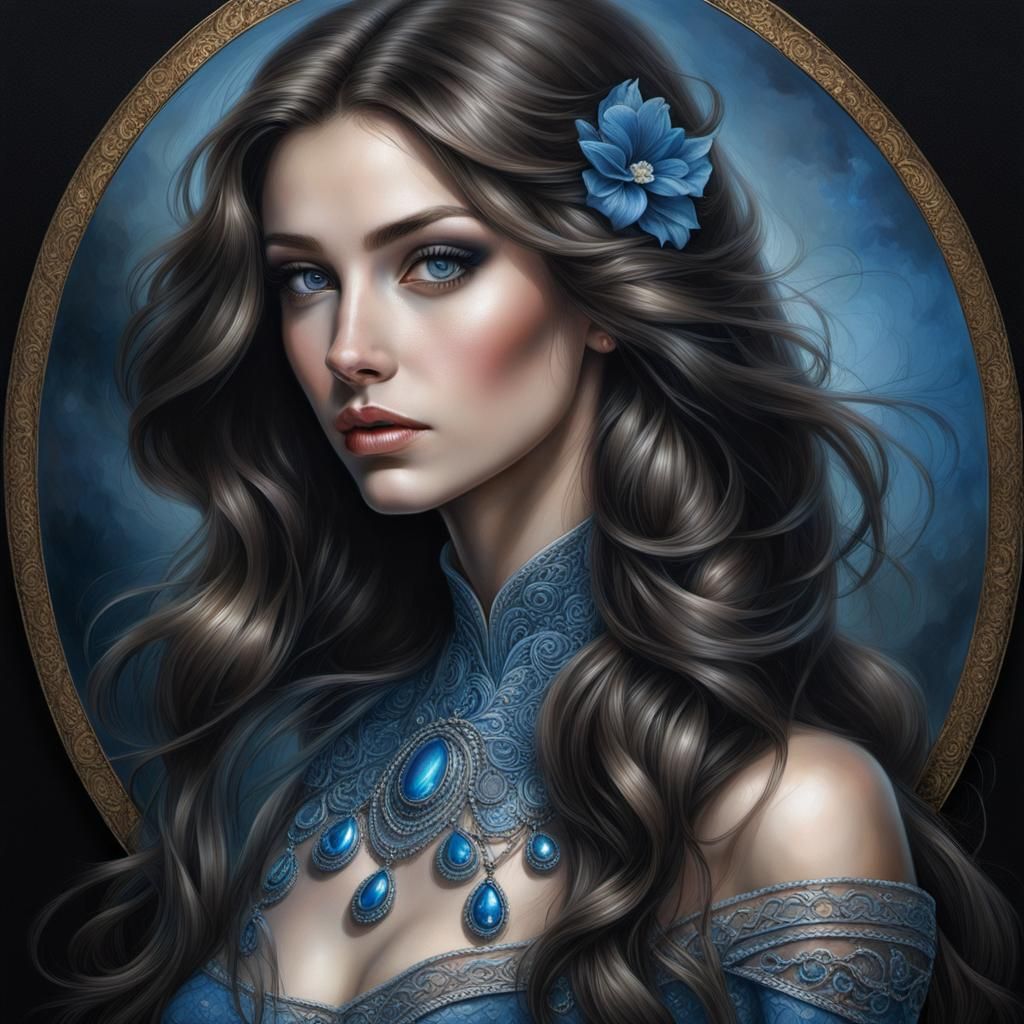 Elegant Portrait of a Woman in Art Nouveau Style