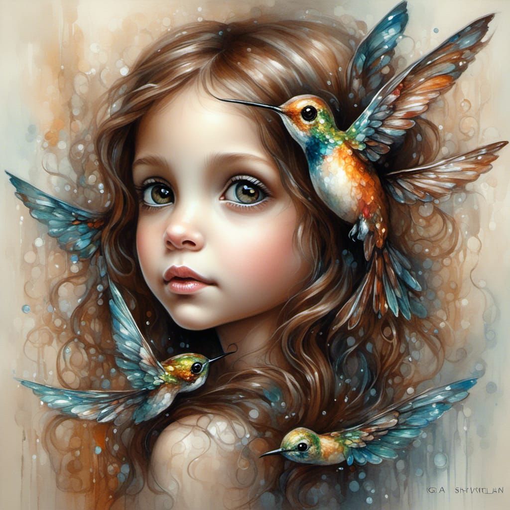 Hummingbird-Eyed Lady in Spring, Prismatic Sparkles