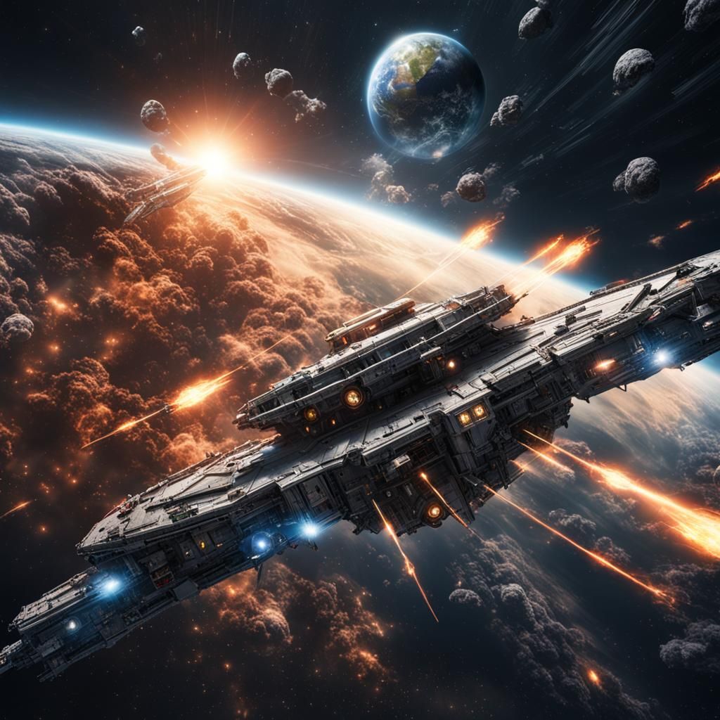 Hyperrealistic Space War in Outer Space