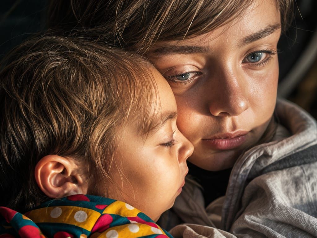 Intimate Sibling Moment in High-Definition