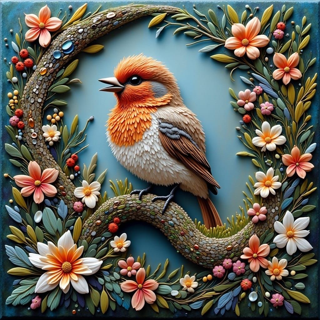 Robin <lora:Pebble Art:1.0>