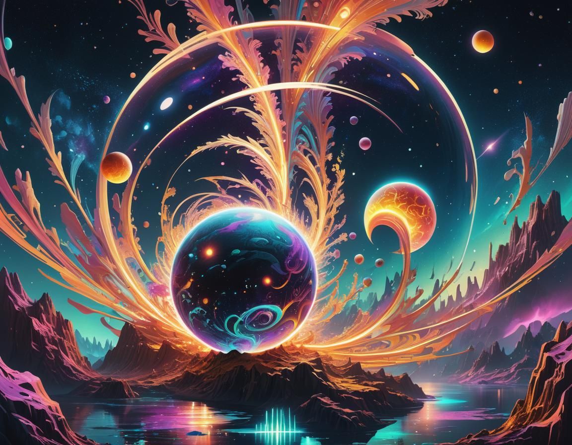 Exoplanet's Gravity Anomaly in Futuristic Port, Astral Illus...