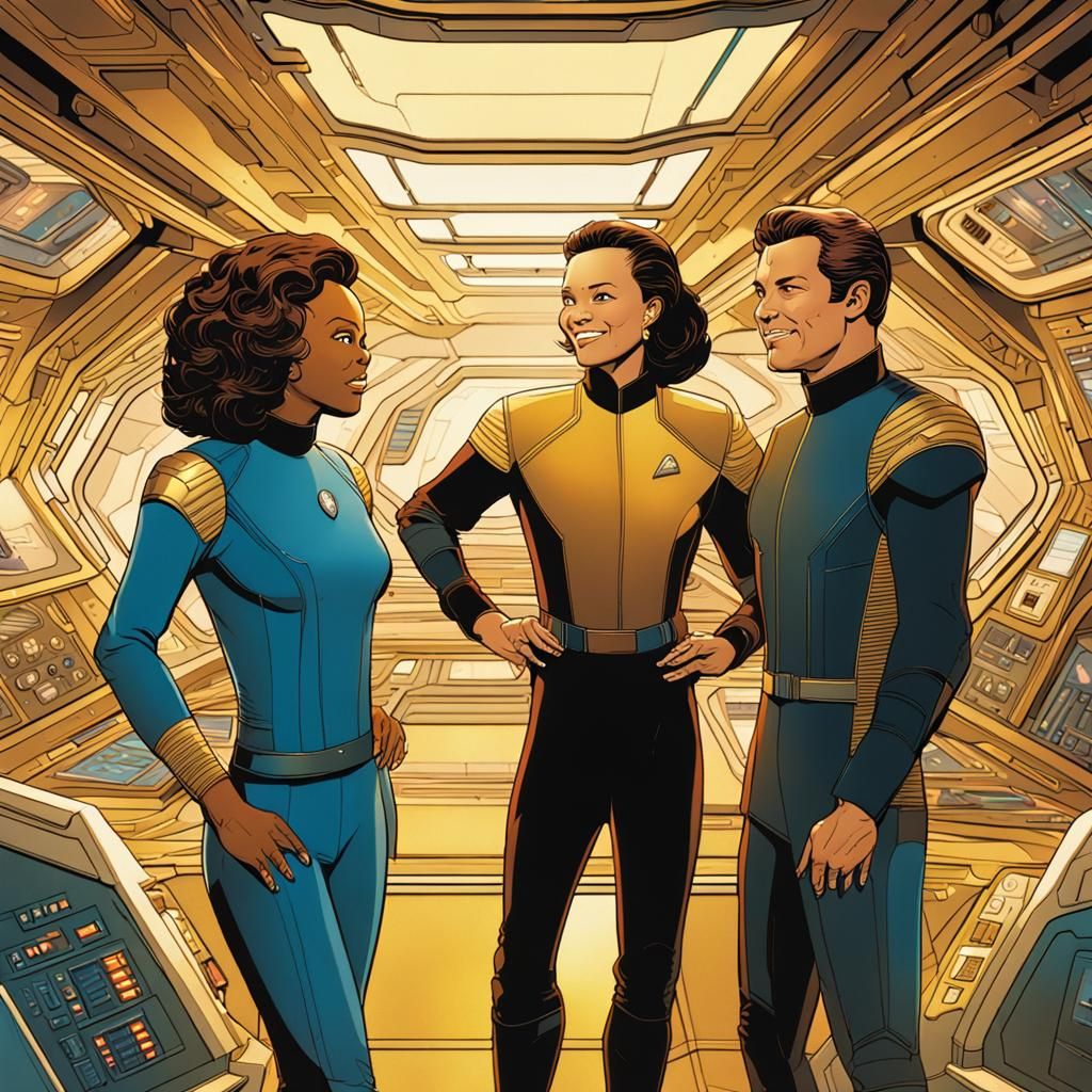 B'Elanna and Tom in Voyager Engineering: Comic Book Art