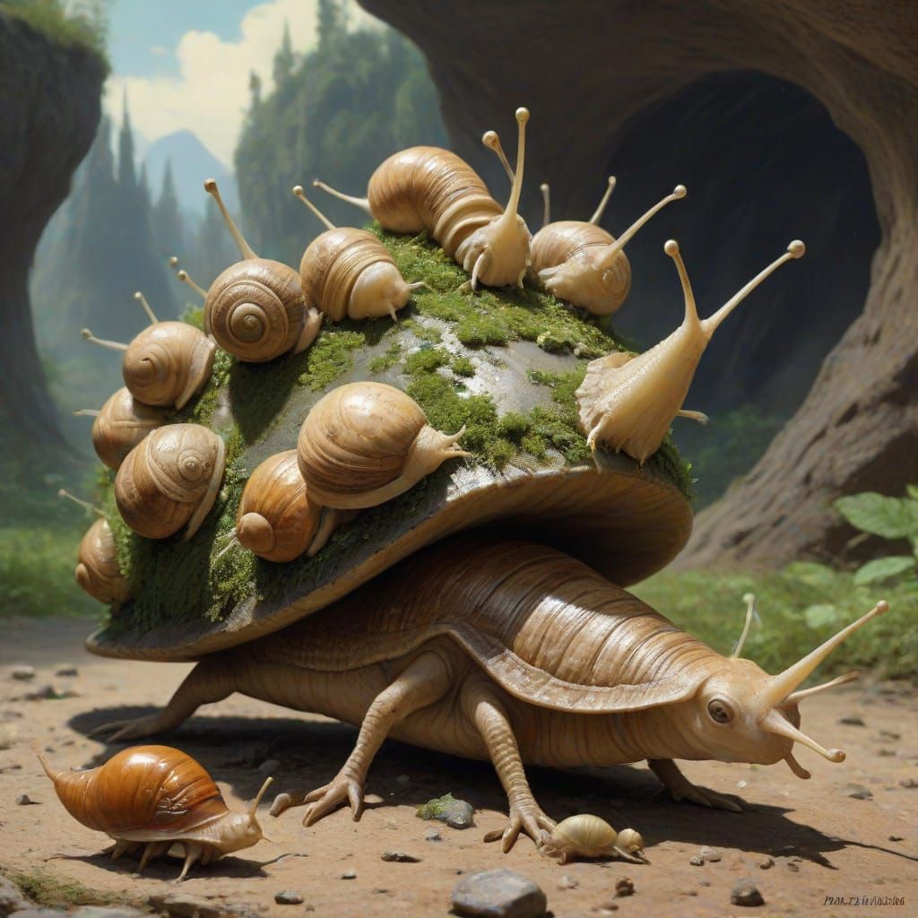 Surreal Alien Market With Hedgestegohog Sales, Art Style