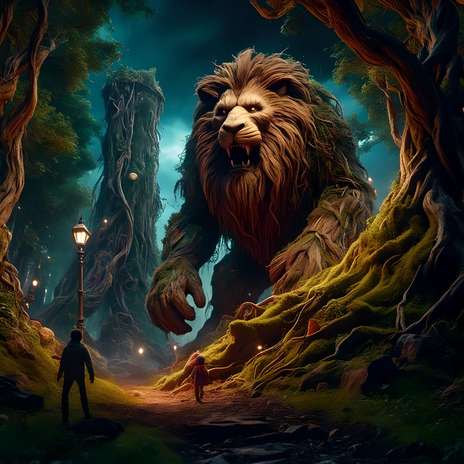 Brave Lion in Detailed Matte Painting