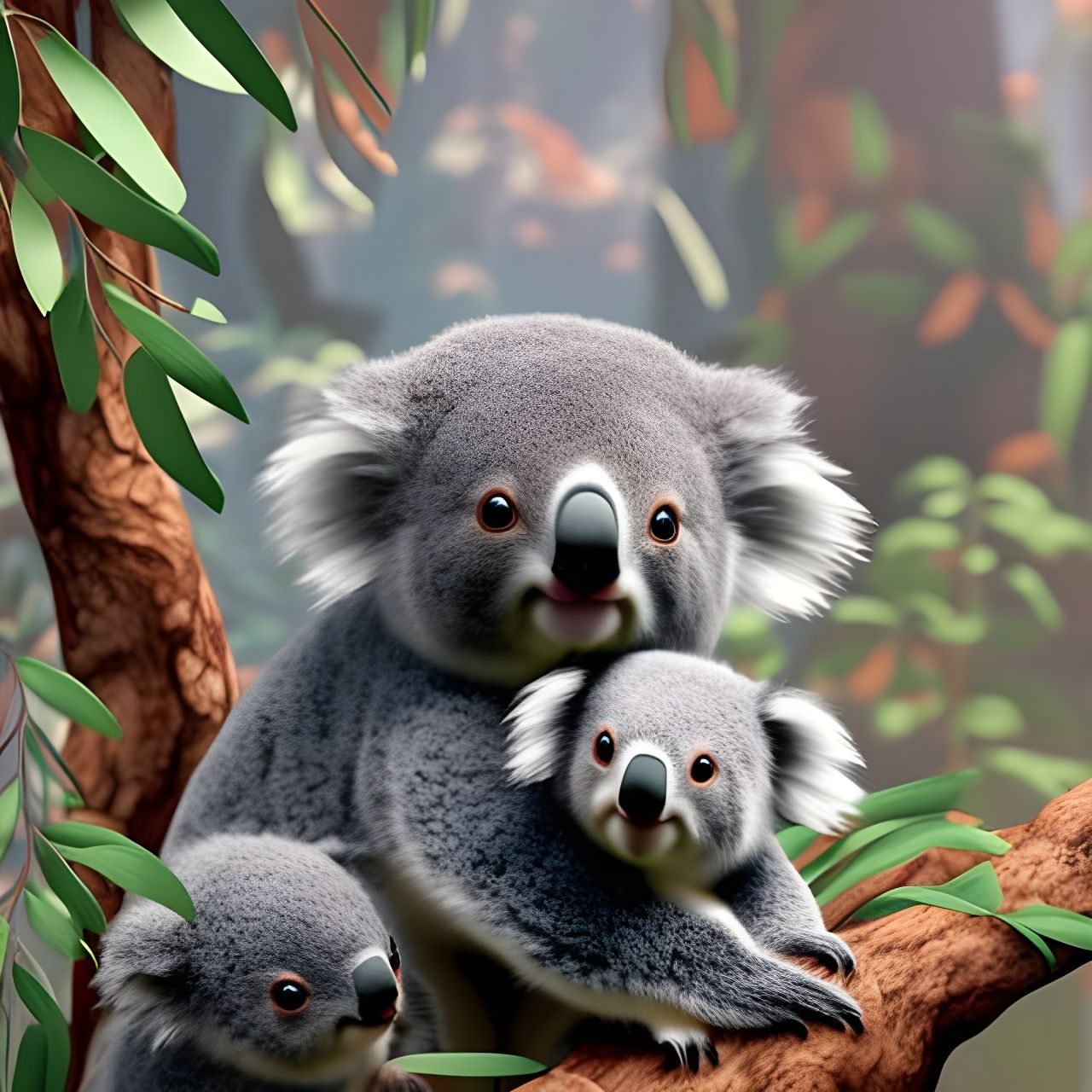Cute Koala family in australia is sending a post card!