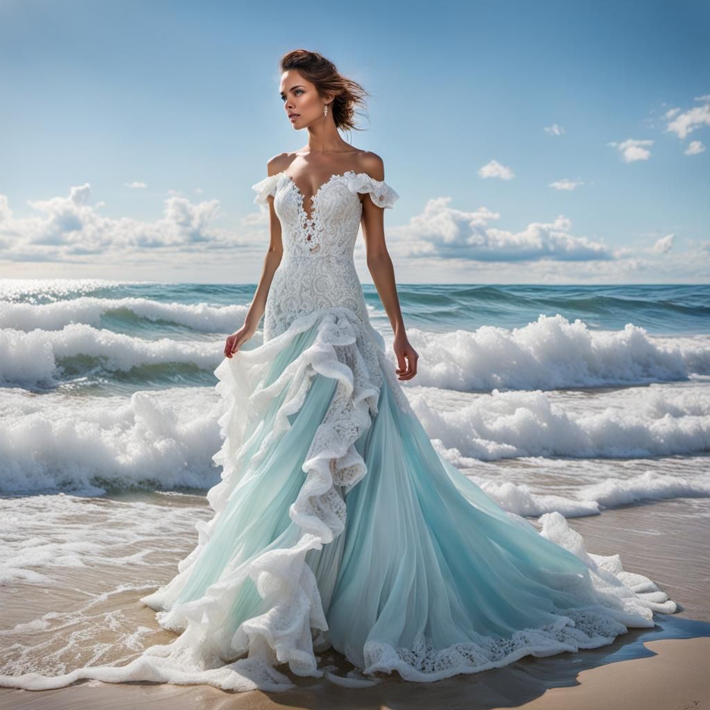 Ocean Goddess in Water Gown