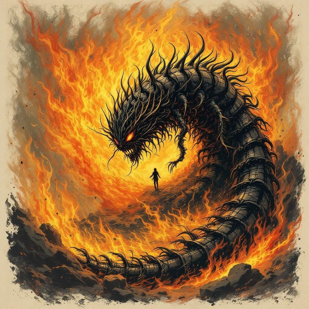 Xenopede Emerges from Fiery Cocoon