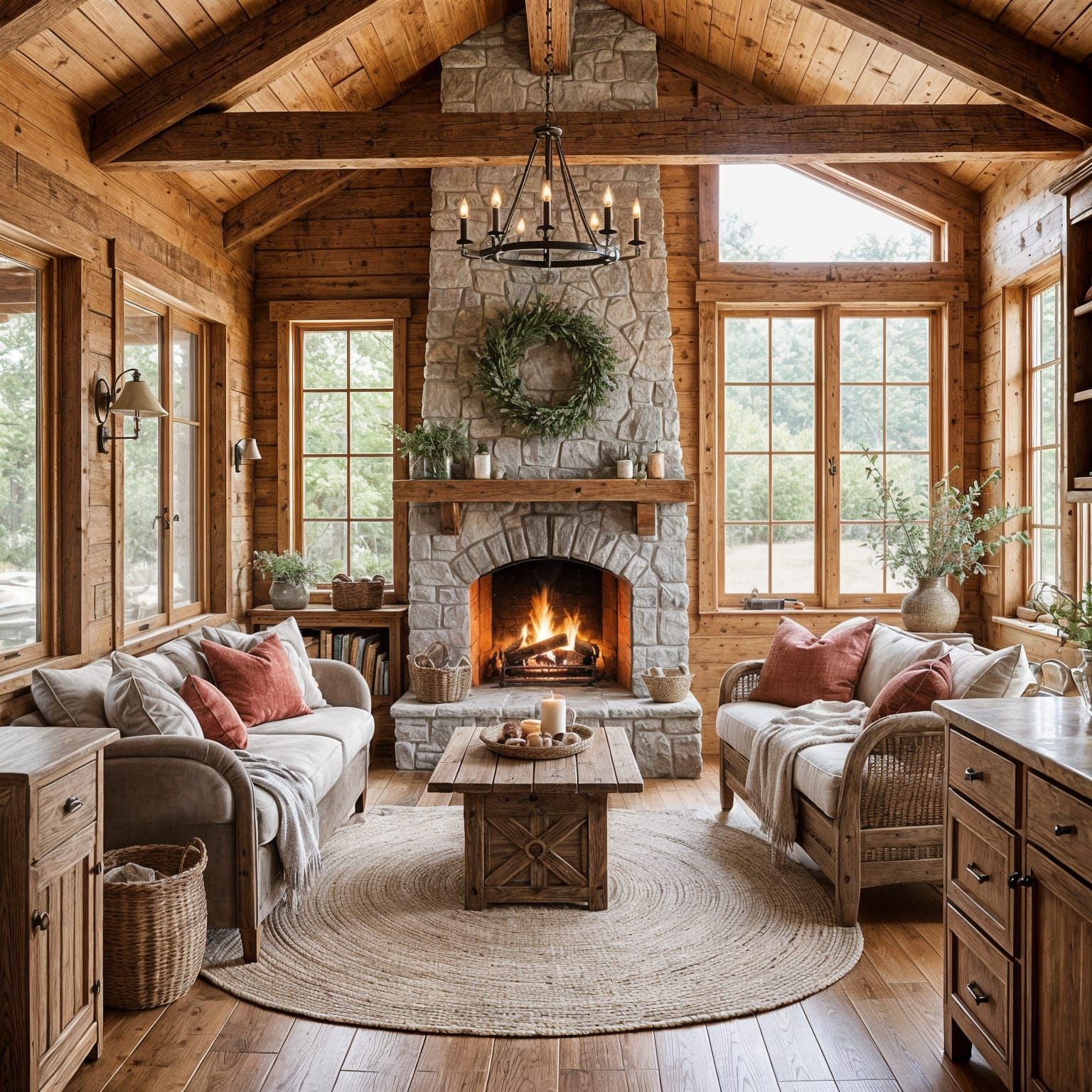 Kaleidoscope of Cozy Cabin Interiors in Photorealistic Style