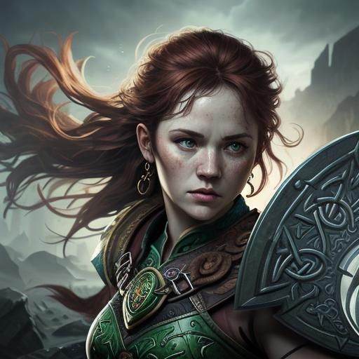 Celtic Warrior: Hyperrealistic Splash Art Concept