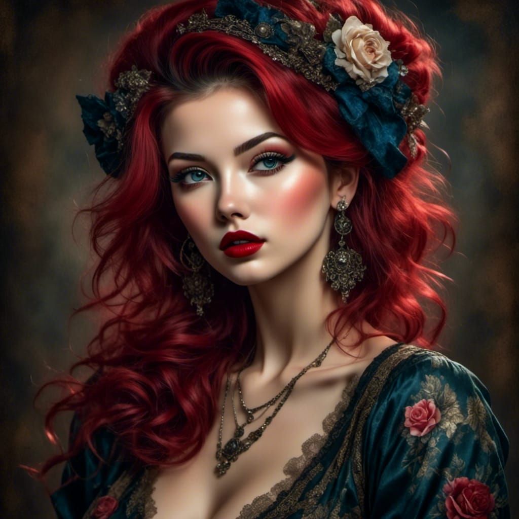 Grunge Pin-Up Princess in Punk Rock Style