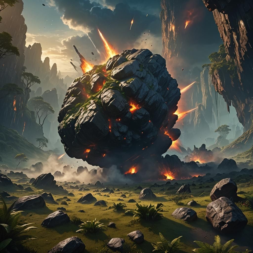 Asteroid Impact in Prehistoric Landscape: Concept Art