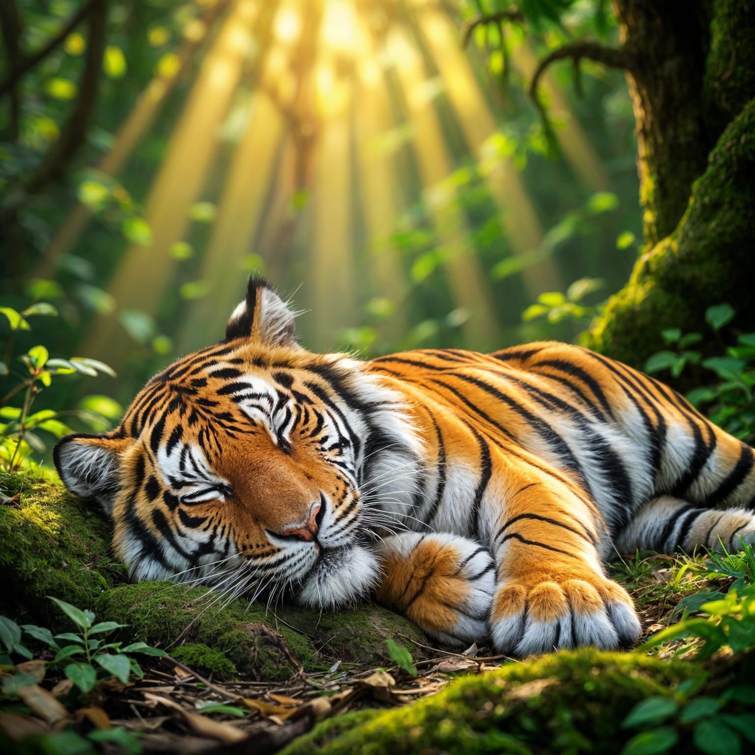 Serene Tiger Resting Peacefully