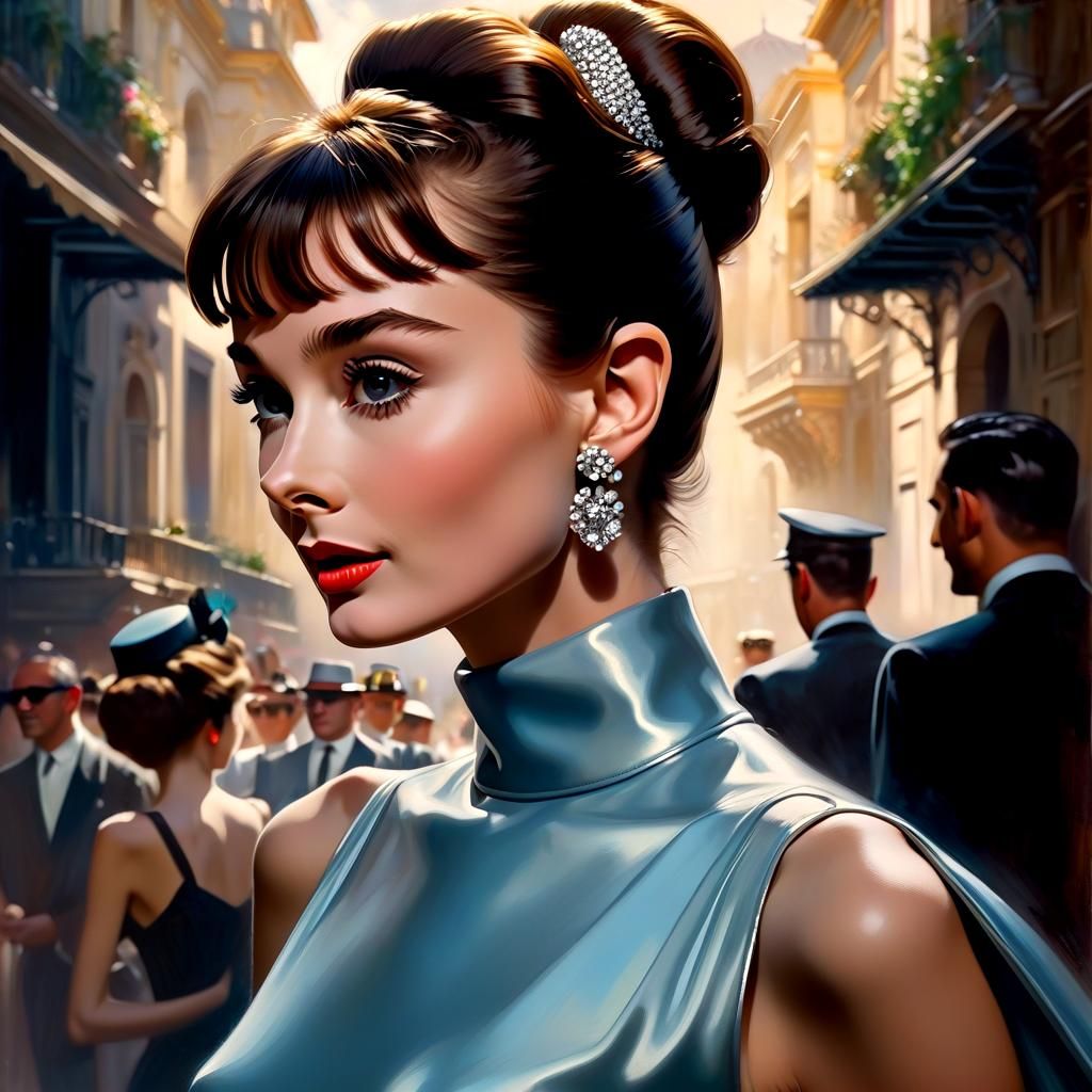 Risque Audrey Hepburn Portrait in Symbolist Style