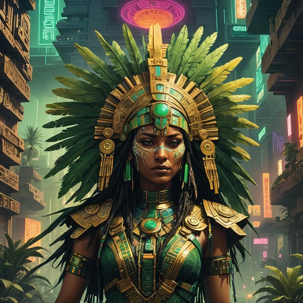 Cyberpunk Fusion at Temple of Tenochtitlan