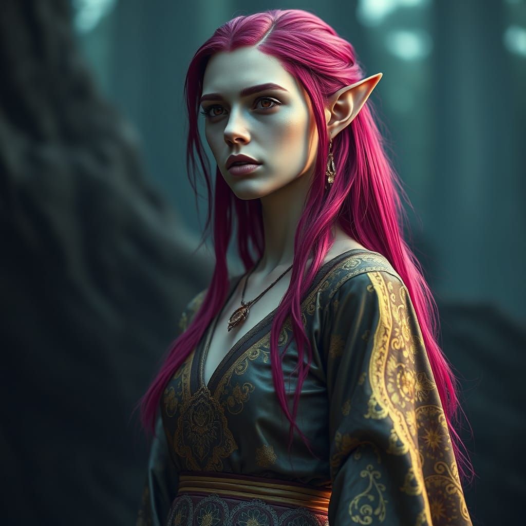 Mystical Female Figure in Hyperrealistic Style