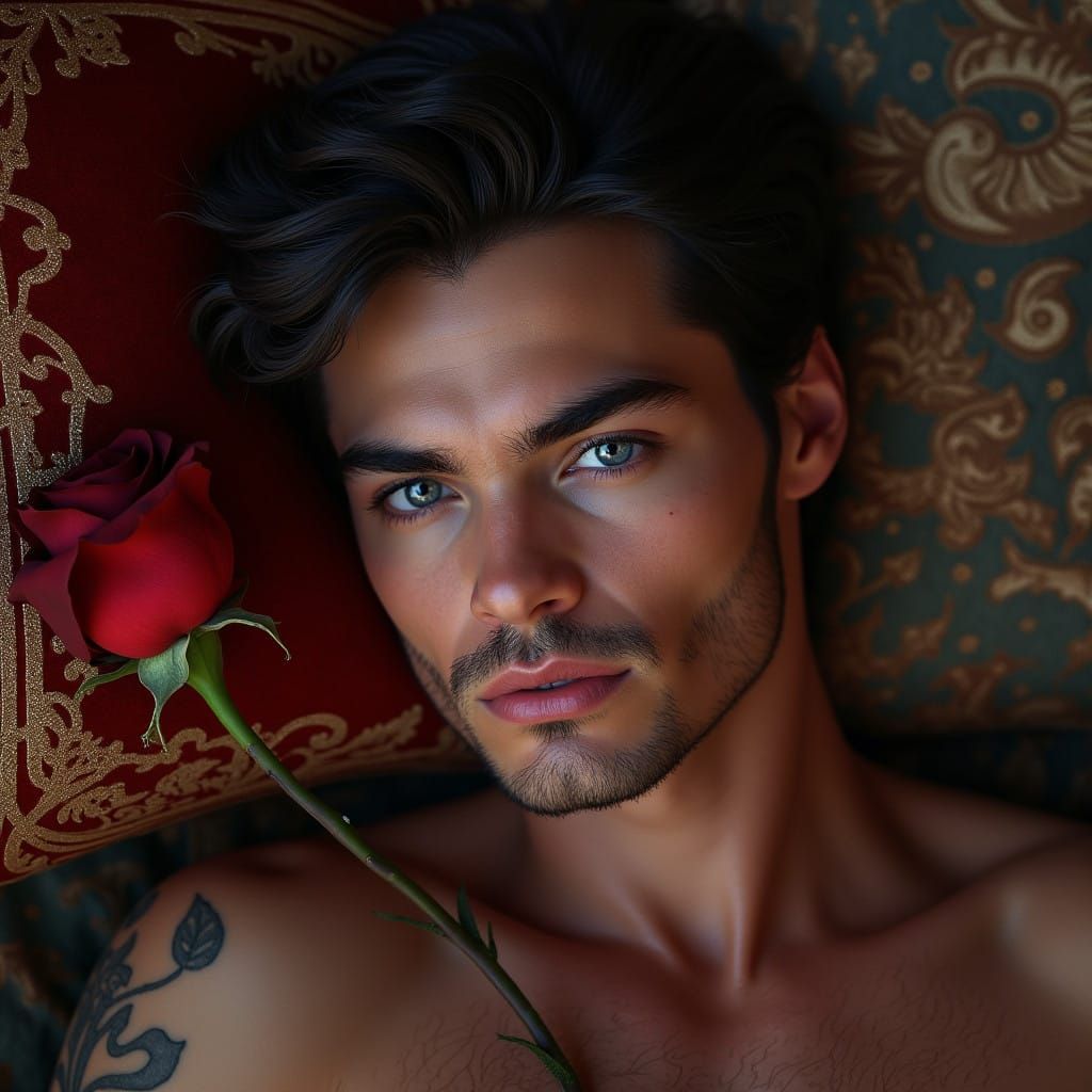 Chiseled Gentleman Surrounded by Mystical Beauty