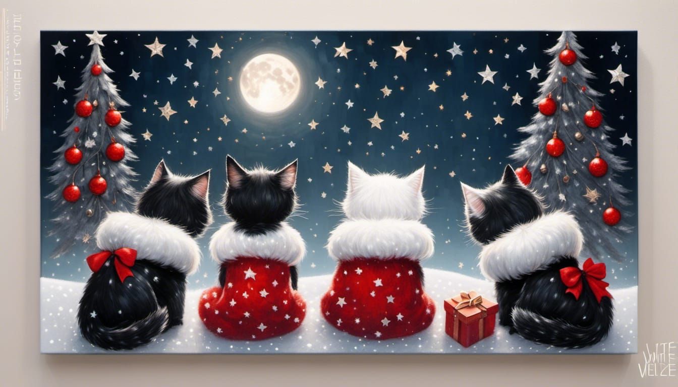 <lora:Glitter and Diamonds:1.0> two black,white chibi kitten...